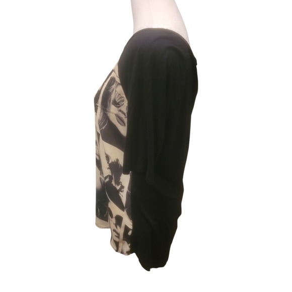 Dressbarn Shirt Women's Size M Knit Top Graphic Print Boxy Relaxed Made USA - Picture 3 of 7